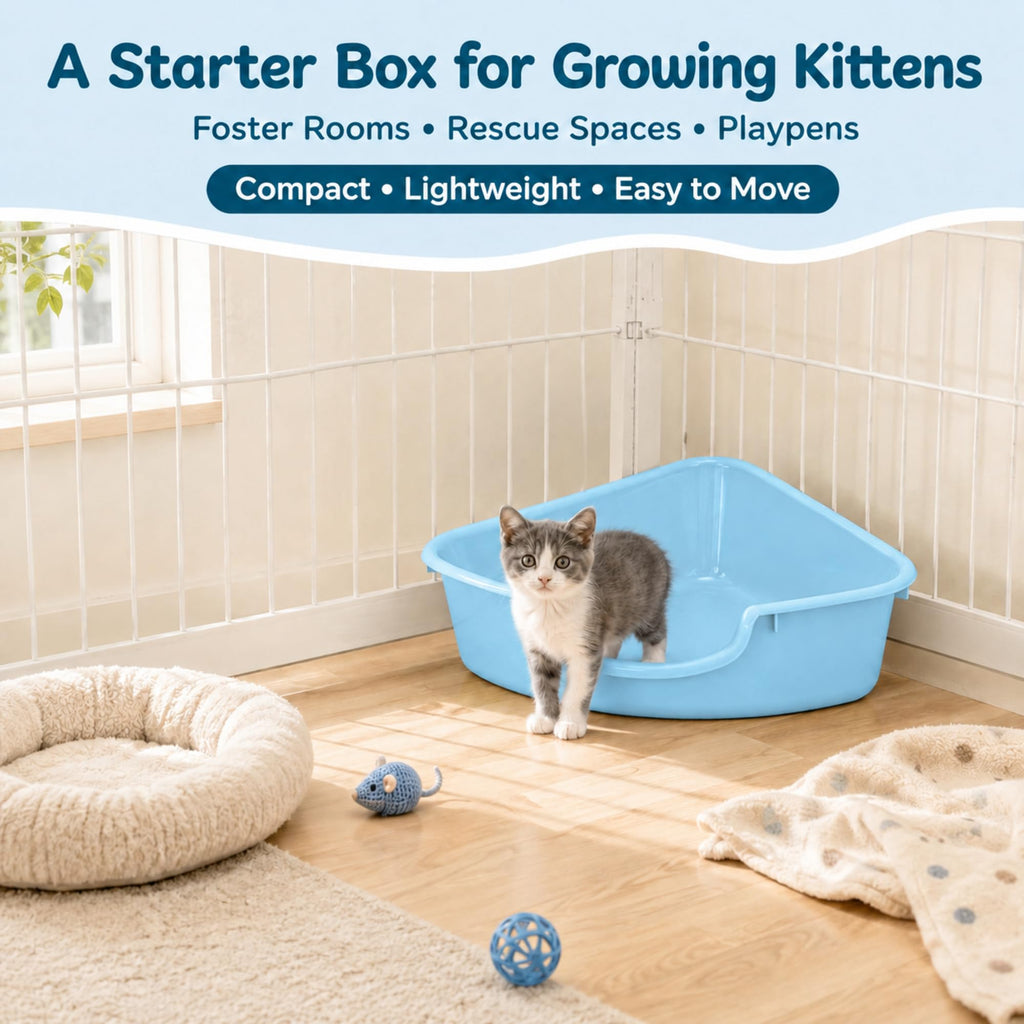 Corner Litter Box, Low Entry Kitten Litter Box J890514