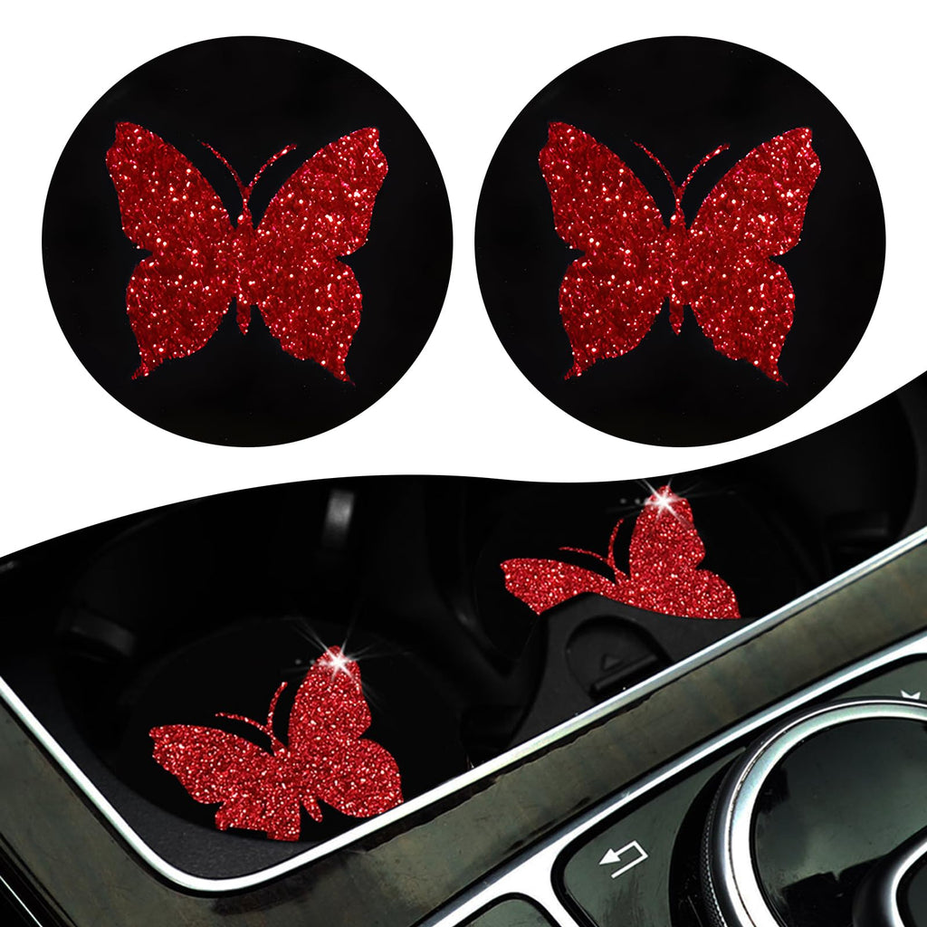 2 PCS Bling Rhinestone Non-Slip Car Coaster F7542
