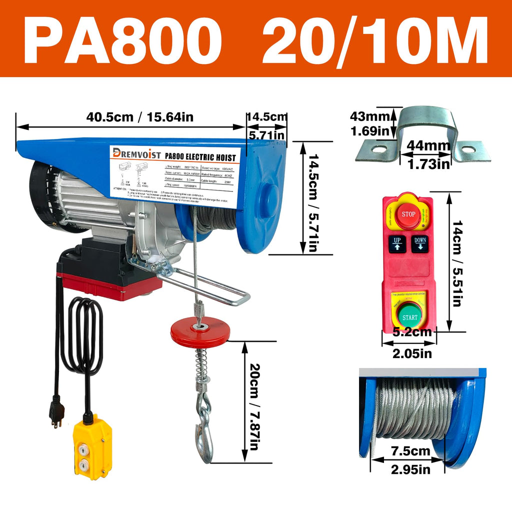 Electric Hoist 110V 1760 LBS with Remote Control J17817