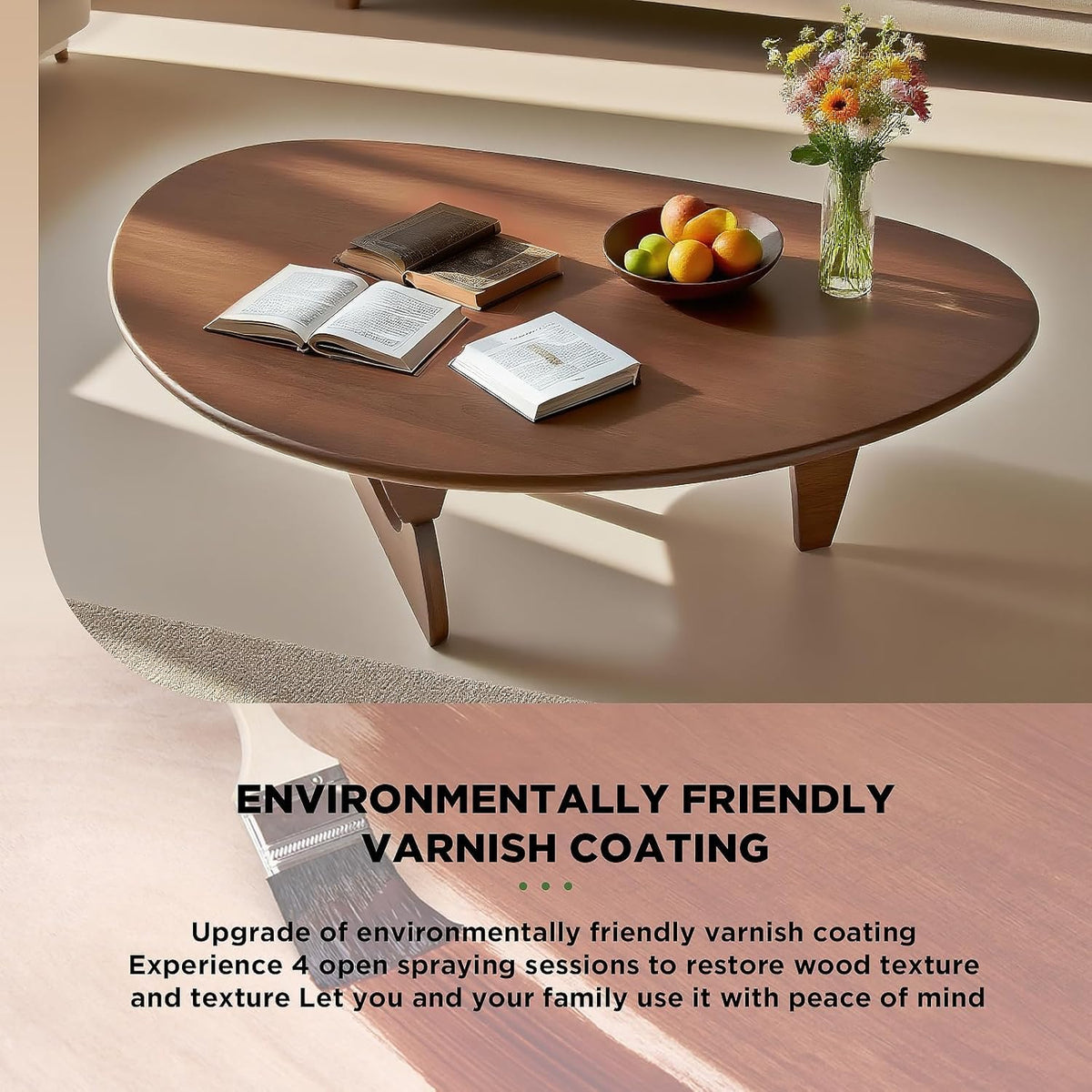 Solid Wood Oval Coffee Table 35"Lx24"Wx16"H K950569