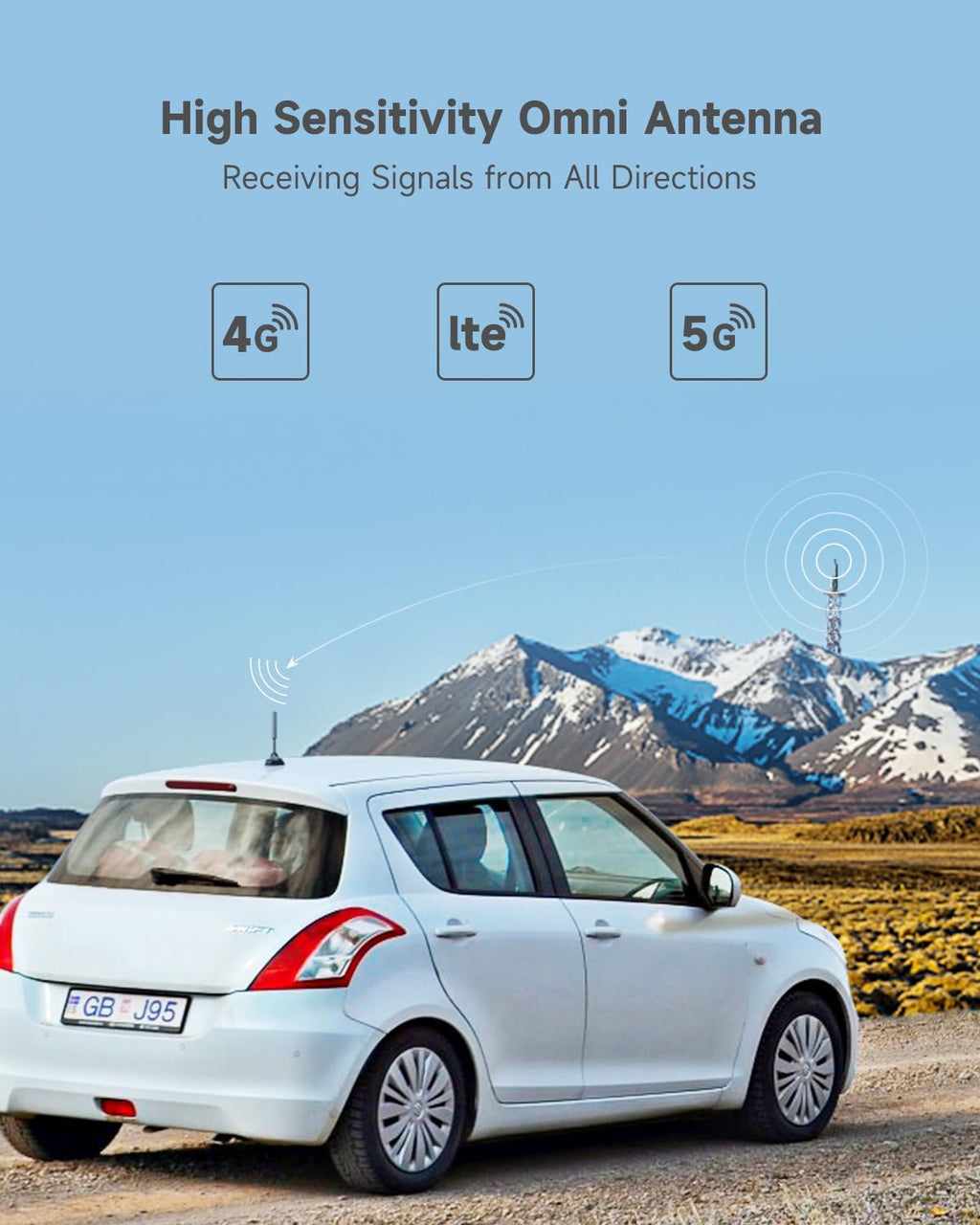 Vehicle Cell Phone Signal Booster with Omni-Directional Roof Antenna Grey C185
