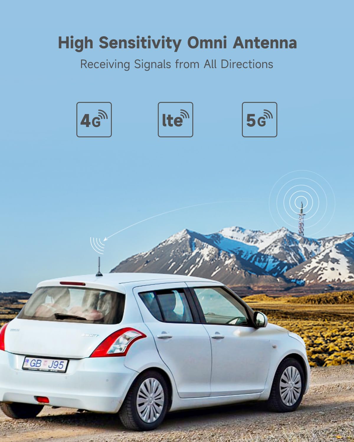 Vehicle Cell Phone Signal Booster with Omni-Directional Roof Antenna Grey C185