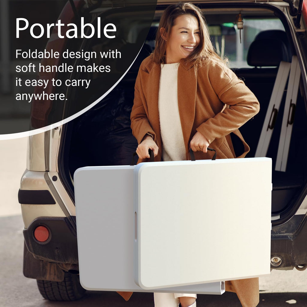 Foldable Table with Steel Legs White Q745512