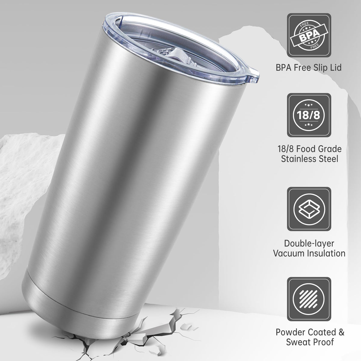 20 oz Stainless Steel Insulated Tumbler with Lid W299579