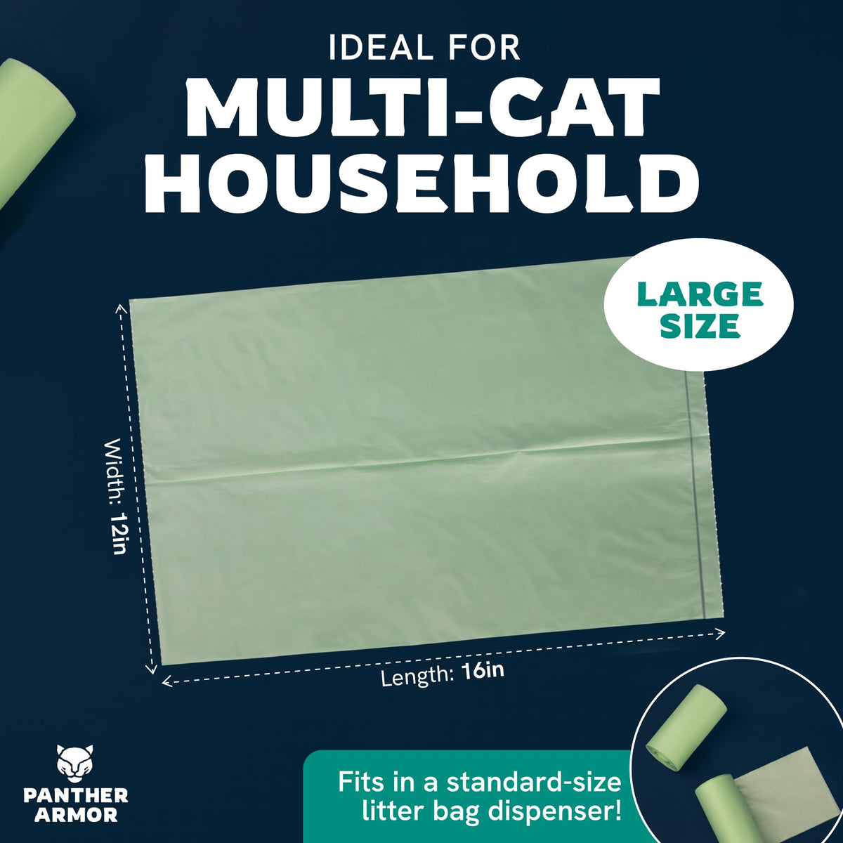 100 Large Compostable Unscented Cat Litter Bags D868