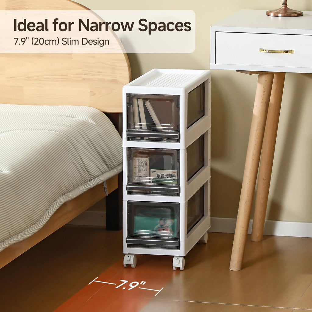 3 Drawer Plastic Storage Organizer with Wheels T588