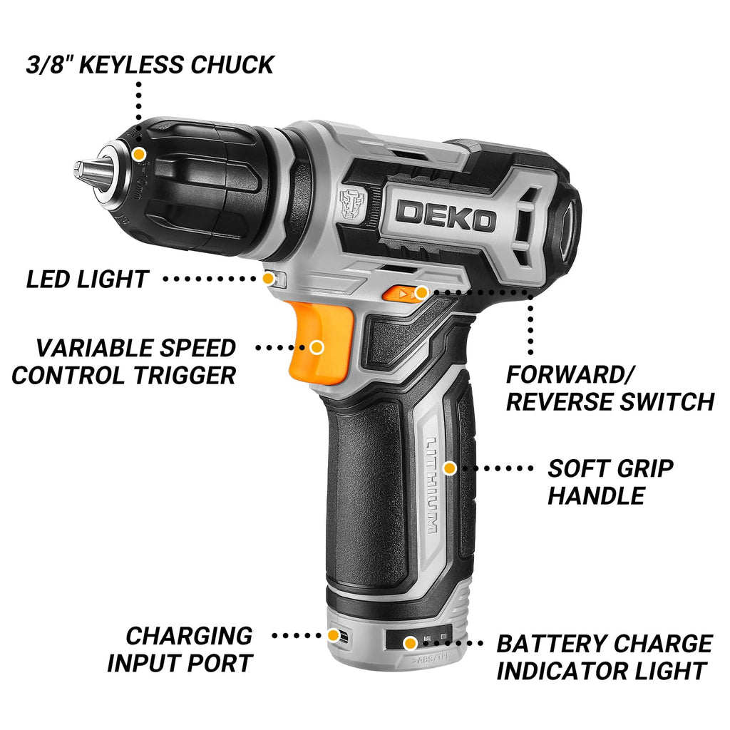 12V Cordless Drill Set with 3/8-inch Keyless Chuck L687681