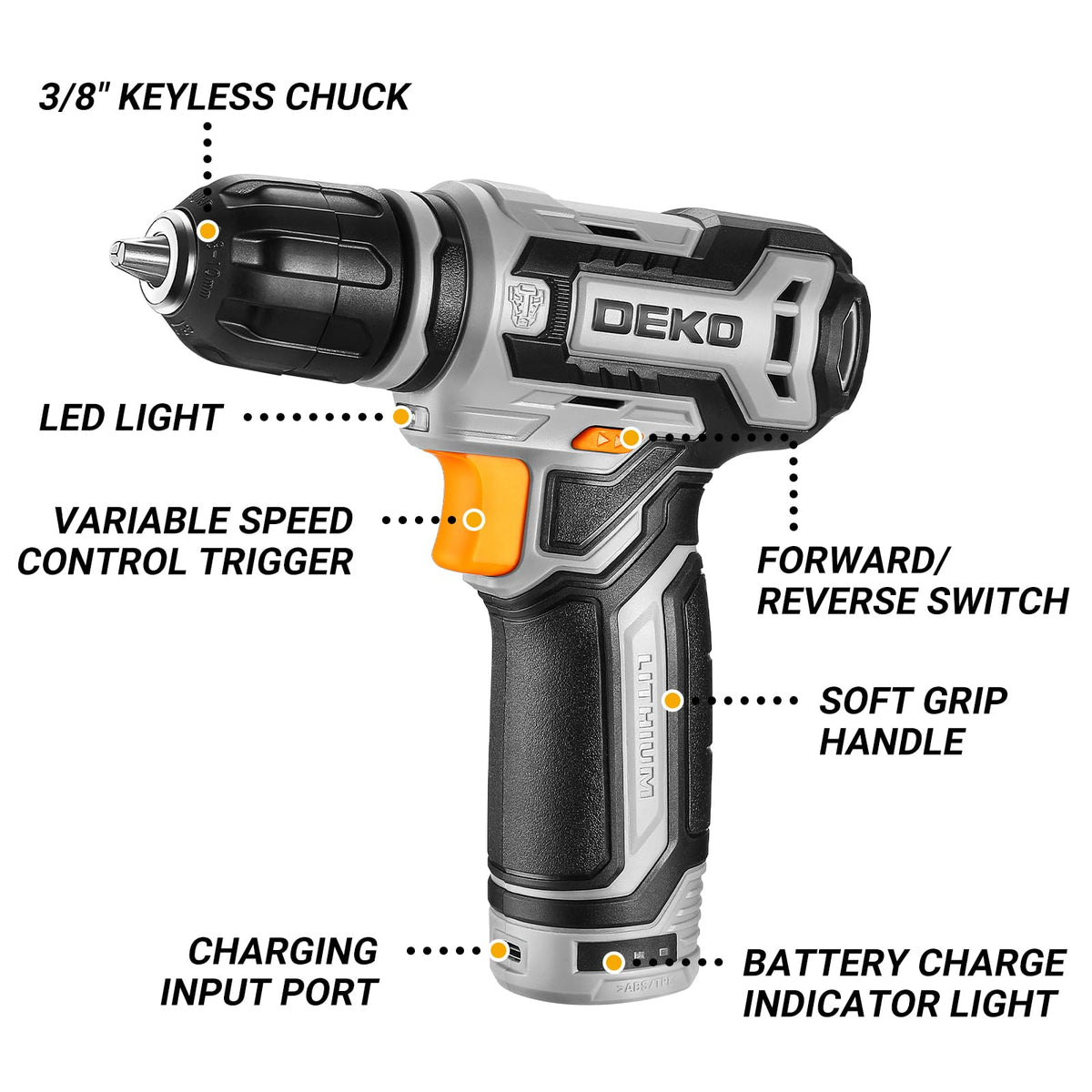 12V Cordless Drill Set with 3/8-inch Keyless Chuck L687681
