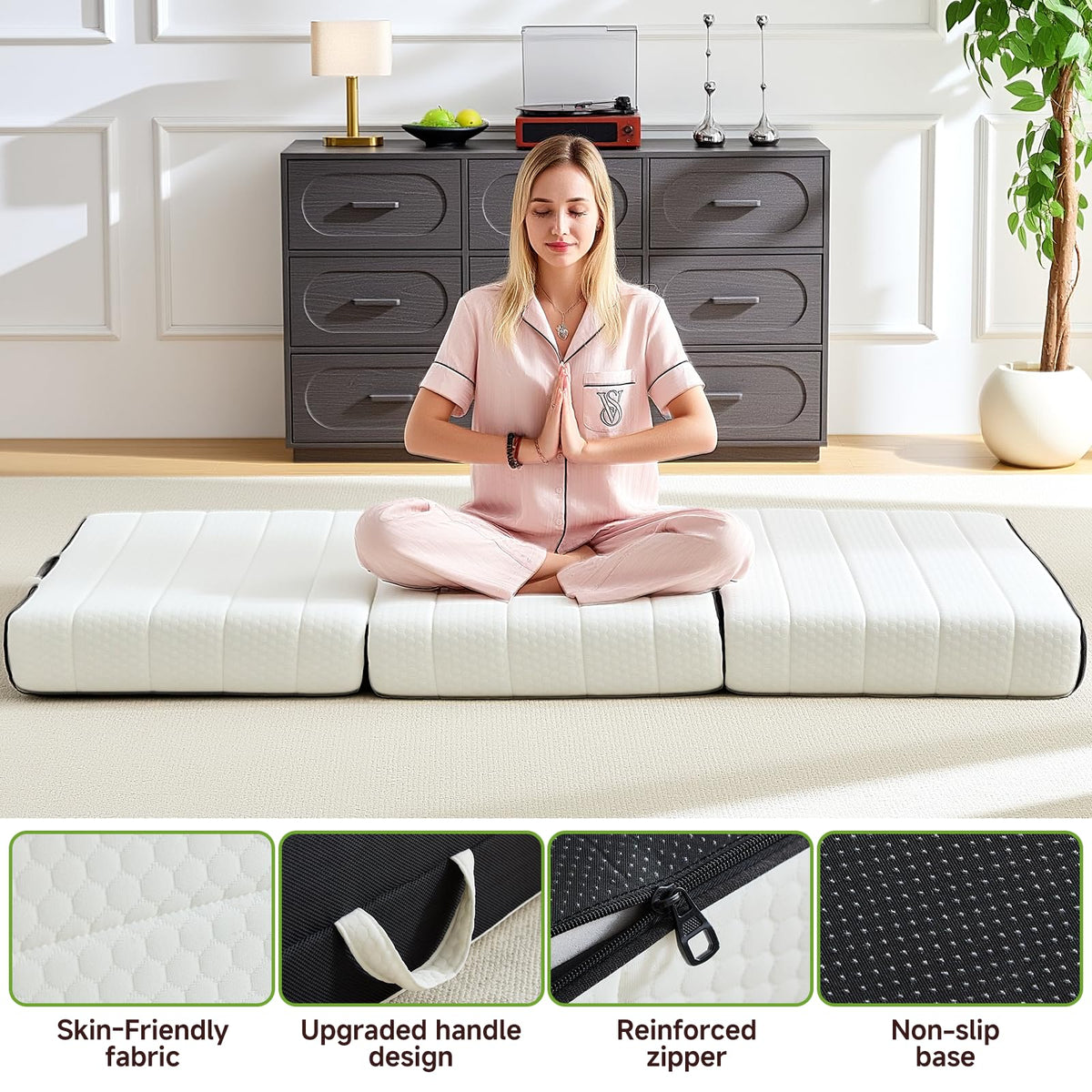 King Tri-Fold Memory Foam Mattress with Washable Cover E677923