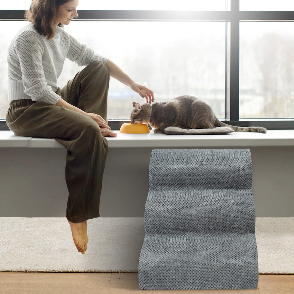 High Density Foam Dog Stairs 3 Steps Grey W2823
