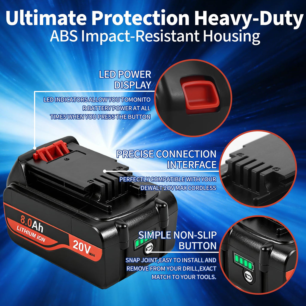 20V Lithium ion Replacement Battery 2Pack Y938