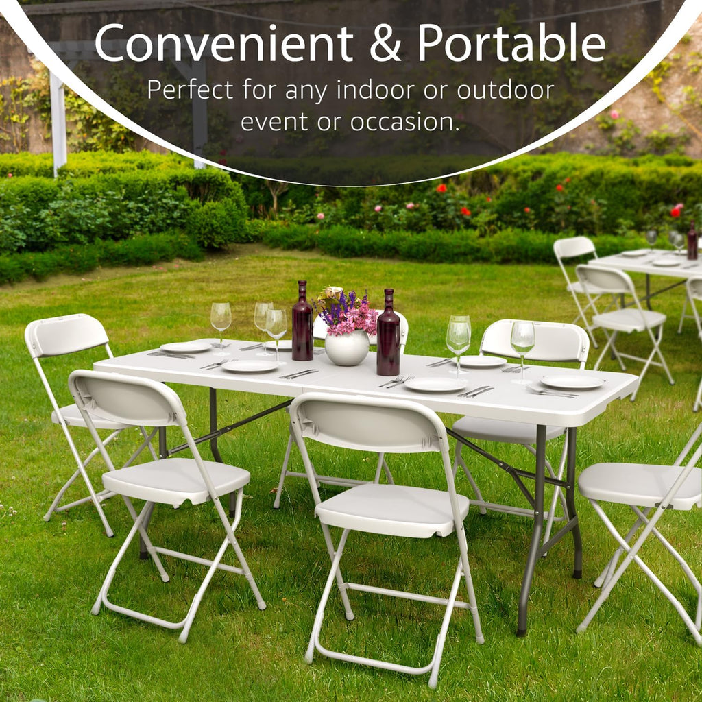 Foldable Table with Steel Legs White Q745512