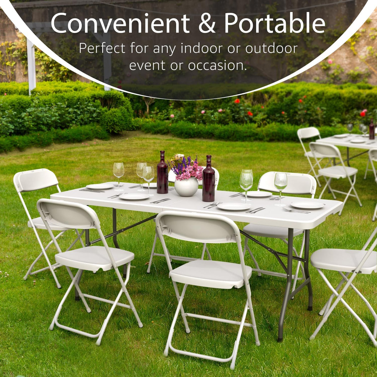 Foldable Table with Steel Legs White Q745512