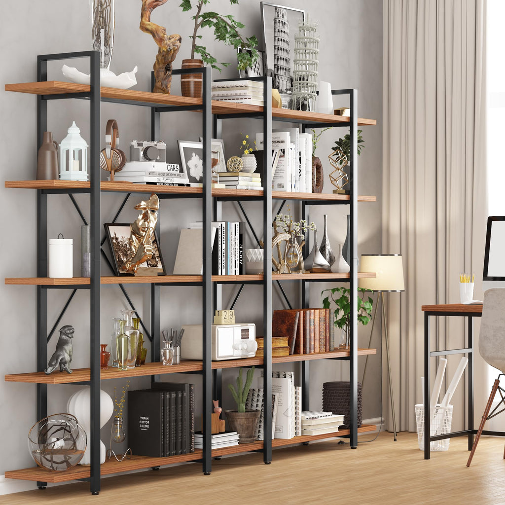 5 Tier Wood and Metal Bookshelf W891197