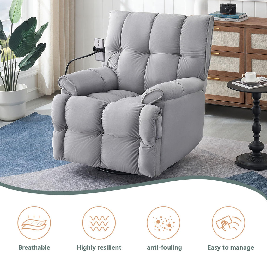 Gray Velvet Recliner Chair R397