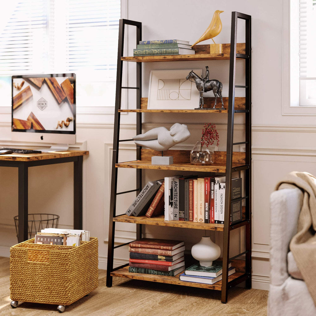 5 Tier Metal Frame Ladder Bookcase A2917