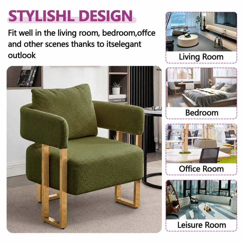 Velvet Upholstered Accent Chairs Set of 2 with Golden Metal Legs W1286