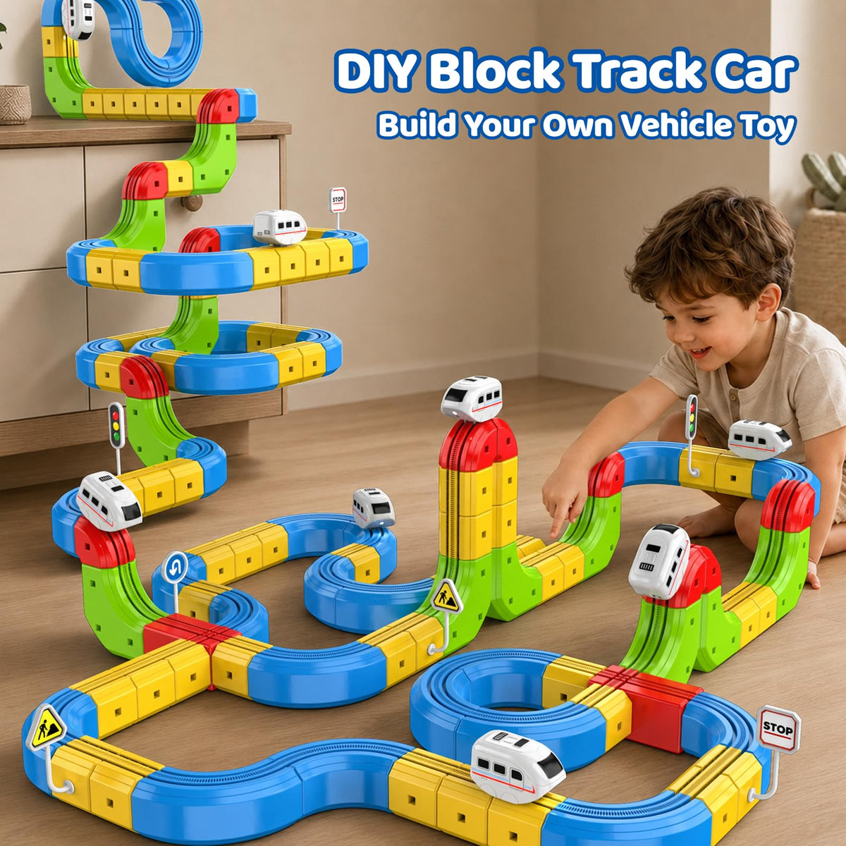 52PCS Electric Train Set 3D Flexible Race Track Toy B1893