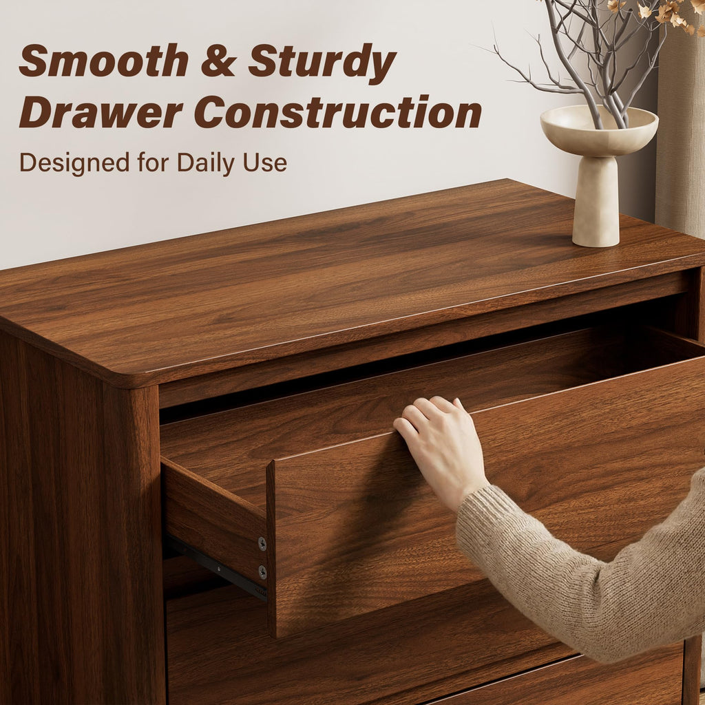 31.5" Wide 3 Drawer Wood Dresser with Legs, Walnut I926