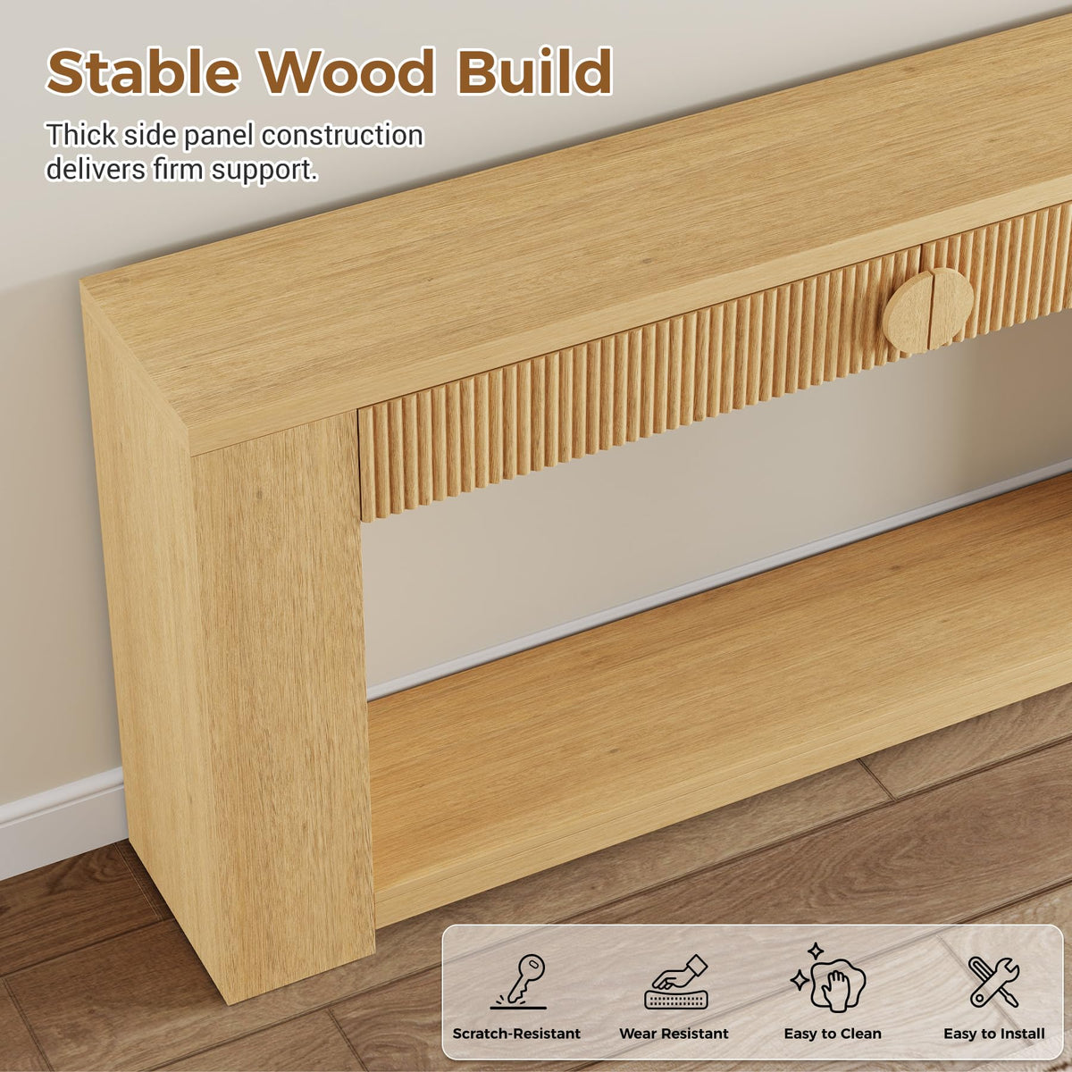 Oak Console Table with Storage Drawers T6205