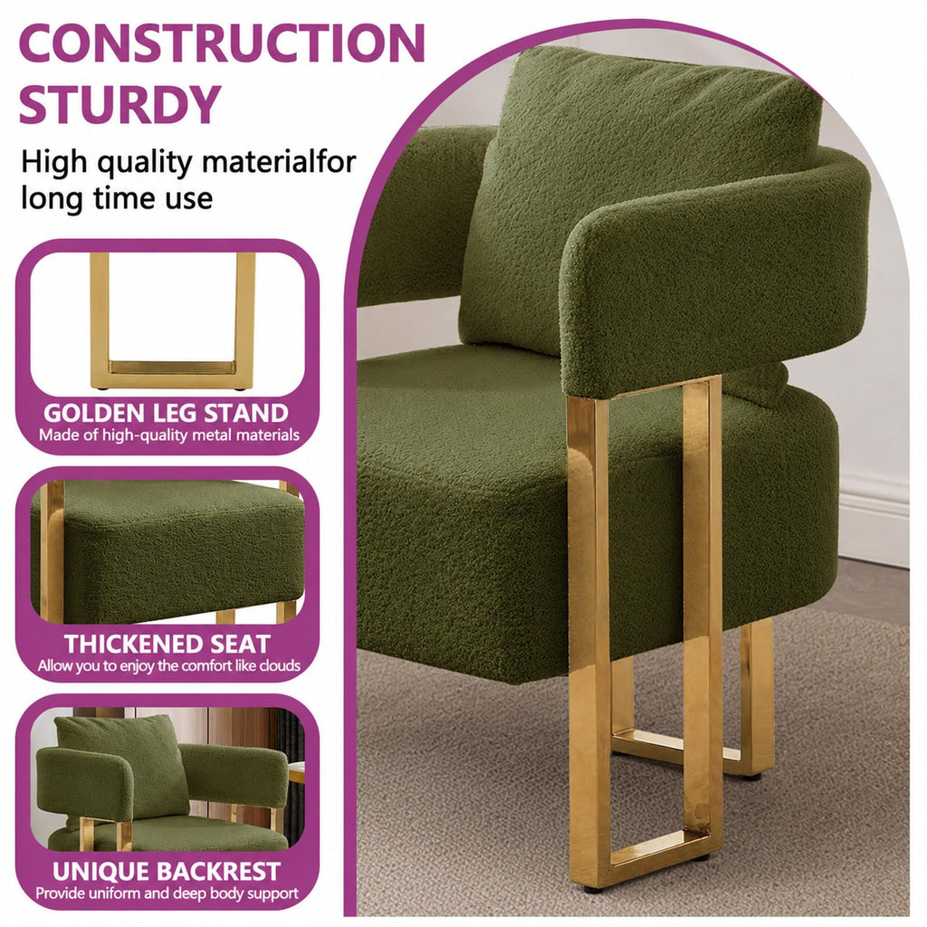 Velvet Upholstered Accent Chairs Set of 2 with Golden Metal Legs W1286