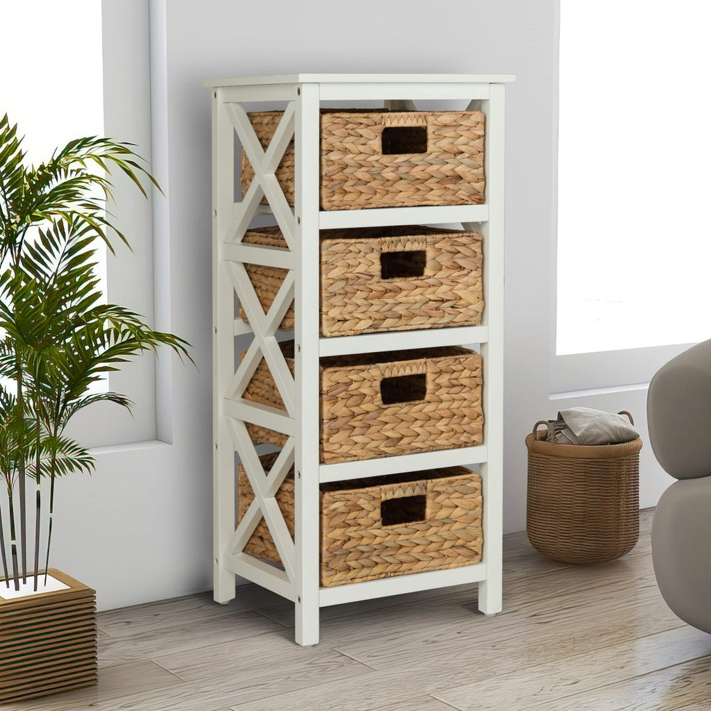 4 Tier X-Side Storage Cabinet White E8714