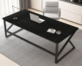 70 Inch Black Metal Wood Computer Desk Z449575