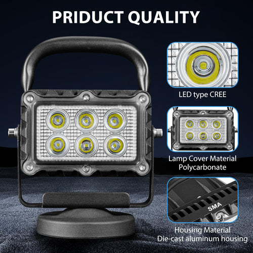 18W LED Work Light 2400 Lumens Aluminum Alloy Magnetic Portable Waterproof B573