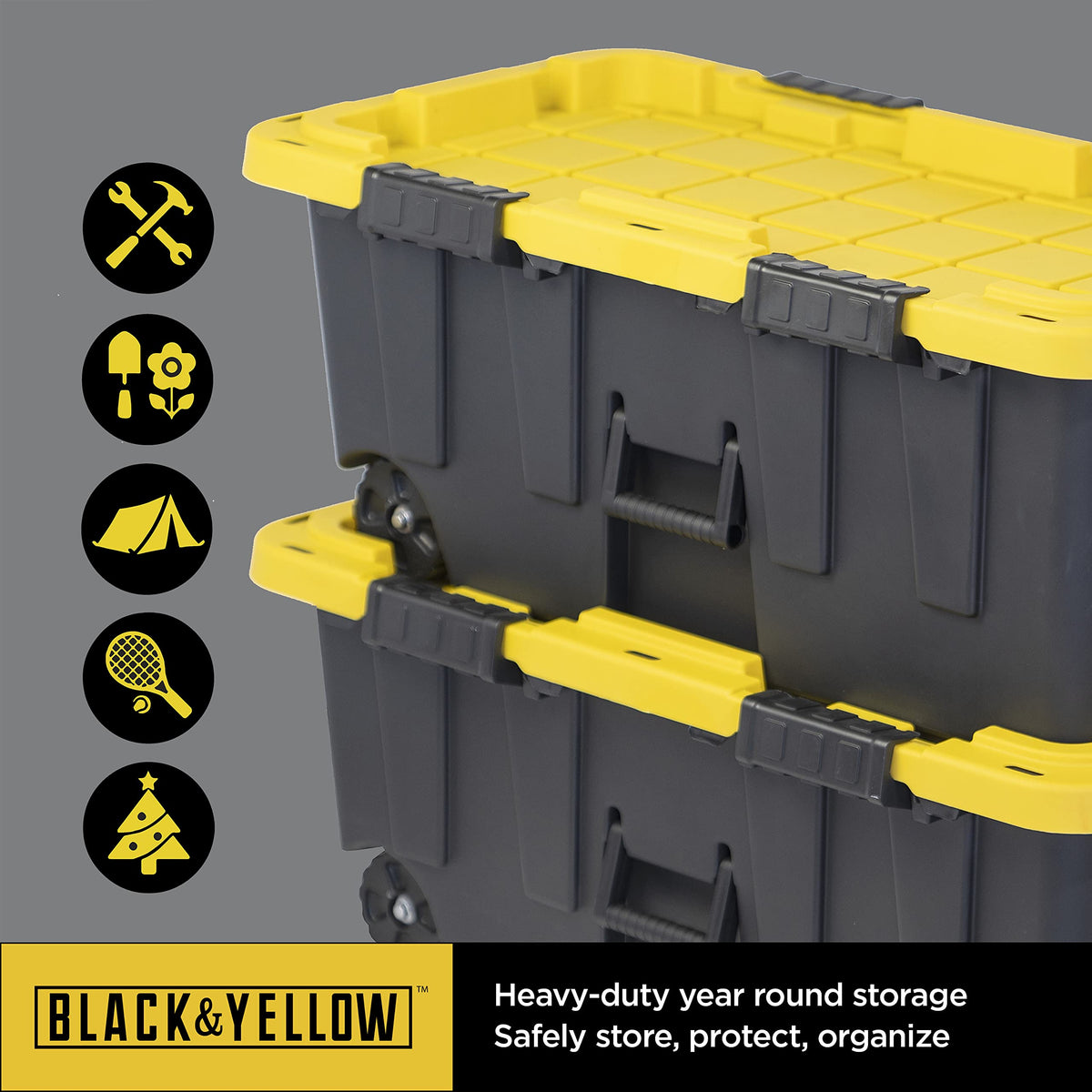 20-Gallon Heavy Duty Stackable Lidded Storage Bins with Wheels, 4 Pack Q841400