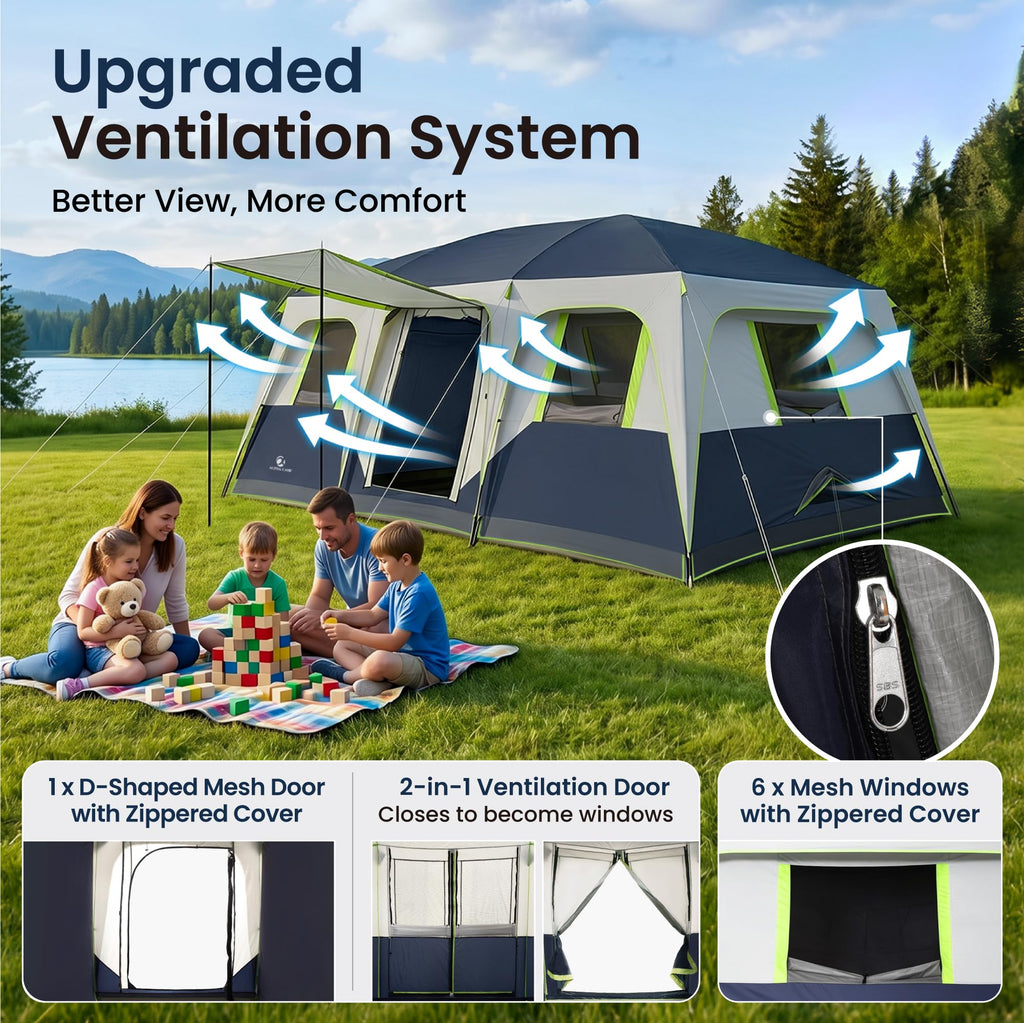 12 Person Camping Tent with Shade Canopy T440