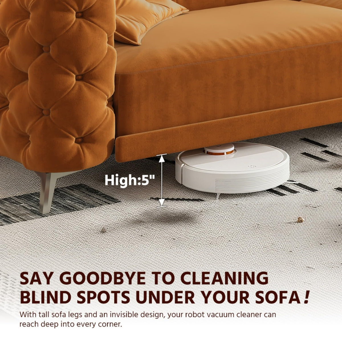 Queen Size Velvet Convertible Sofa Bed with Ottoman S2364