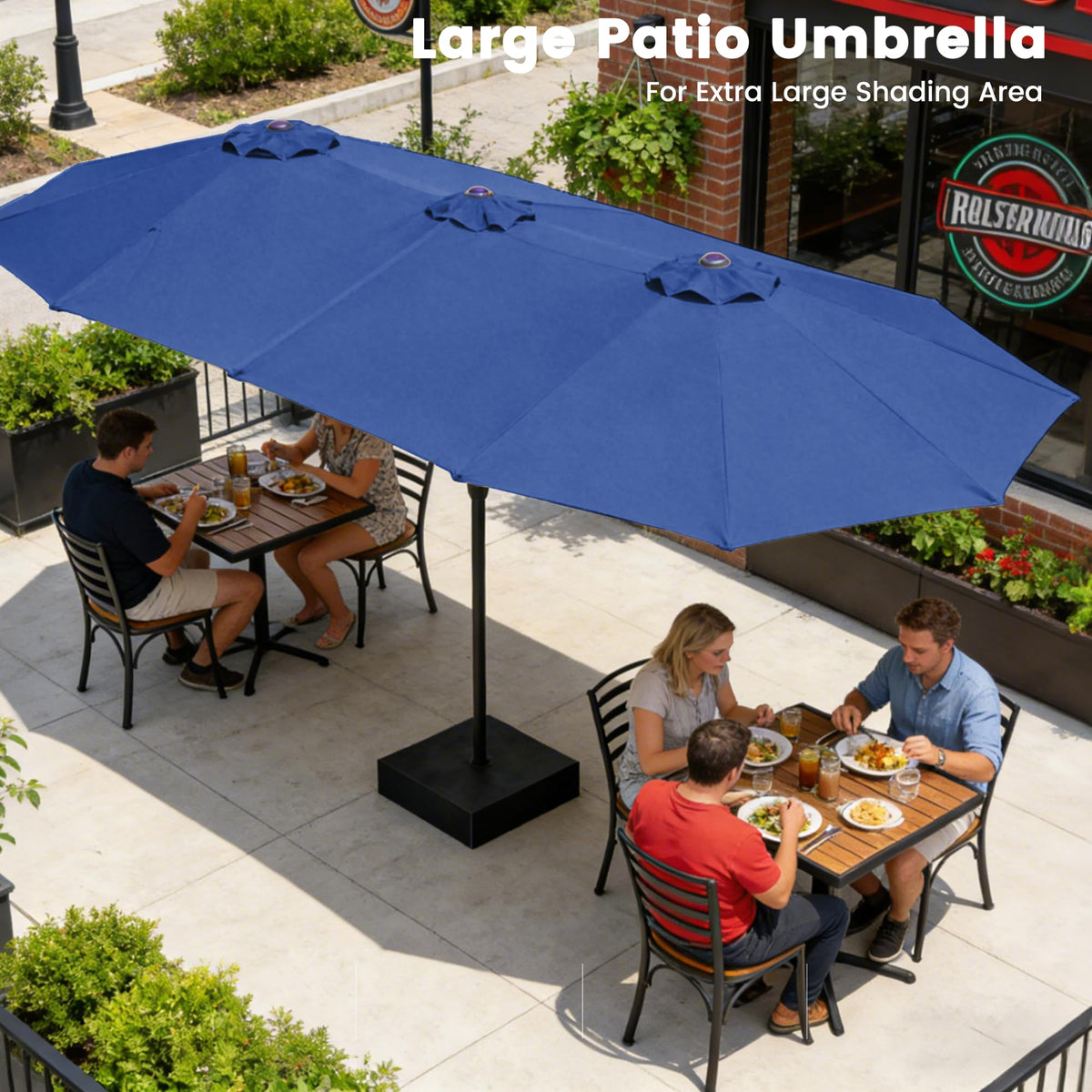 15FT Double-Sided Rectangle Patio Umbrella with Base O91793