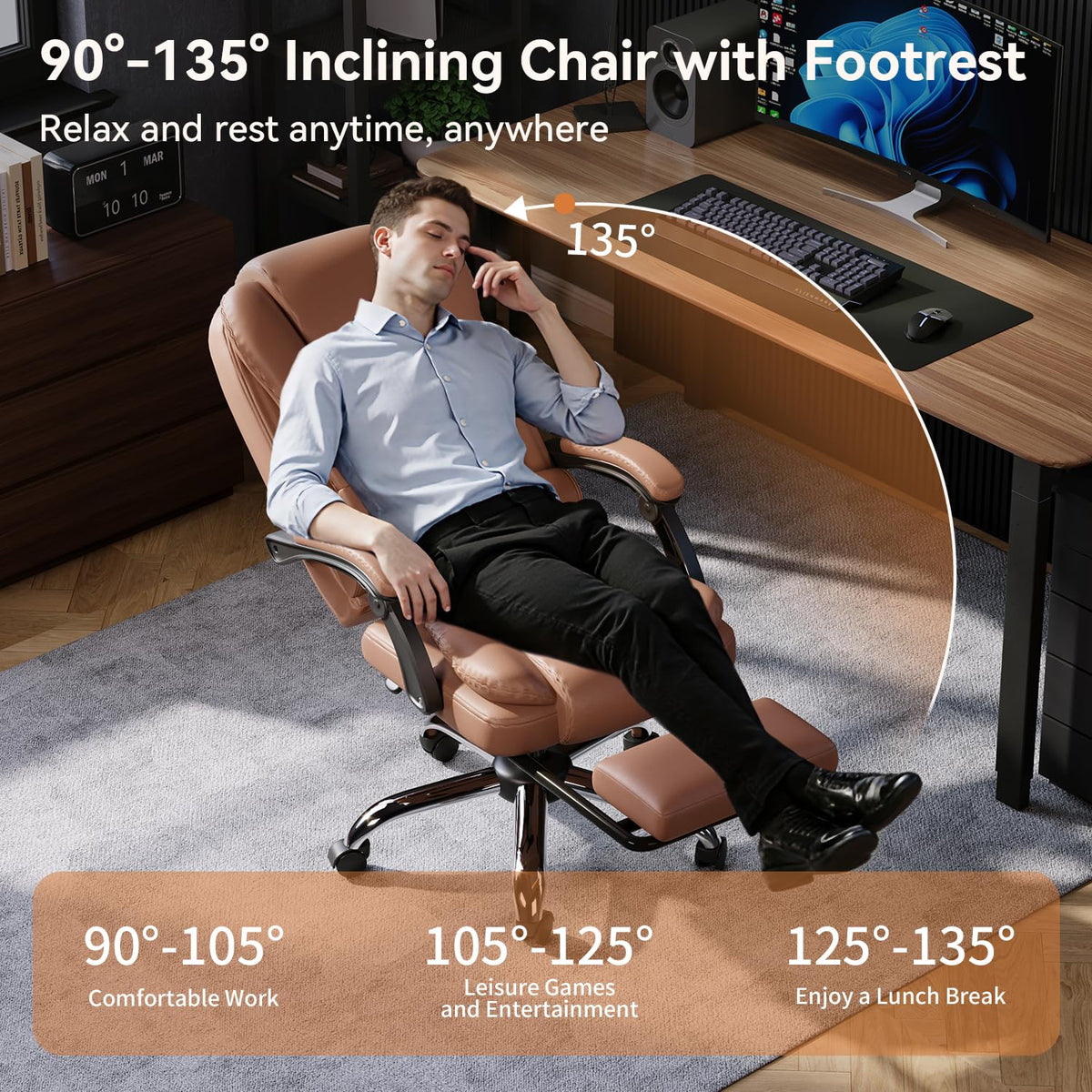Ergonomic High Back Office Chair with Lumbar Support and Footrest E936929