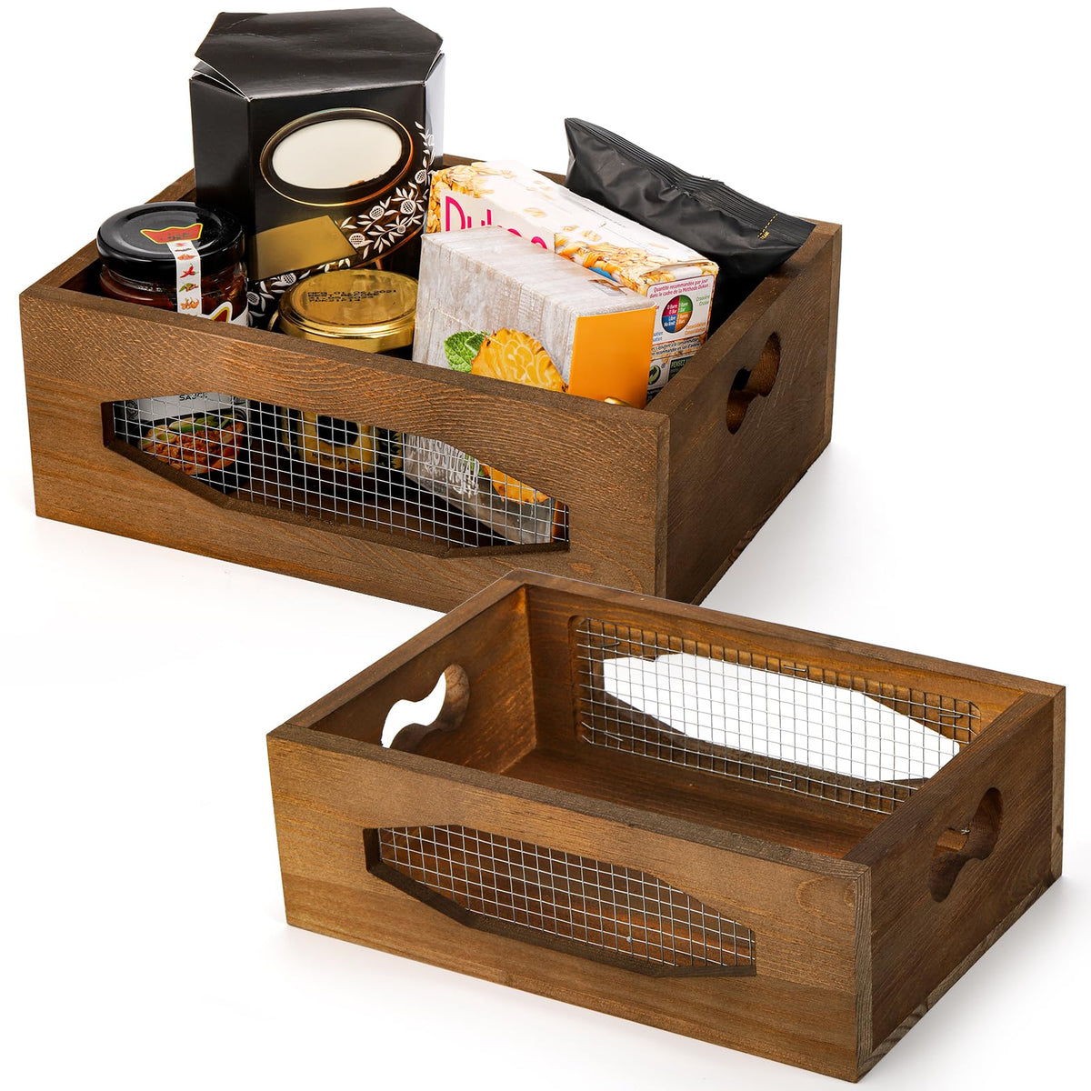 Set of 2 Wooden Nesting Countertop Baskets X69315