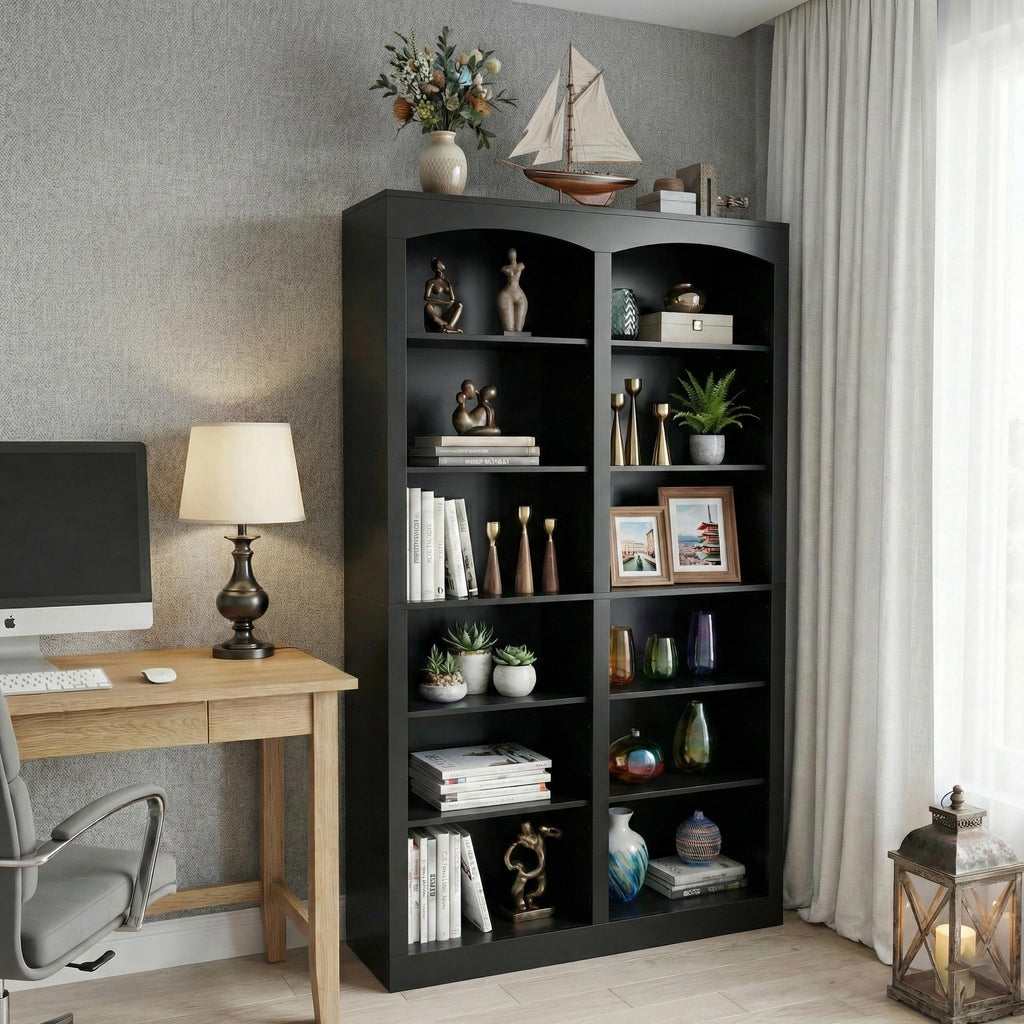 71" Tall Black 12-Tier Wood Bookcase O321