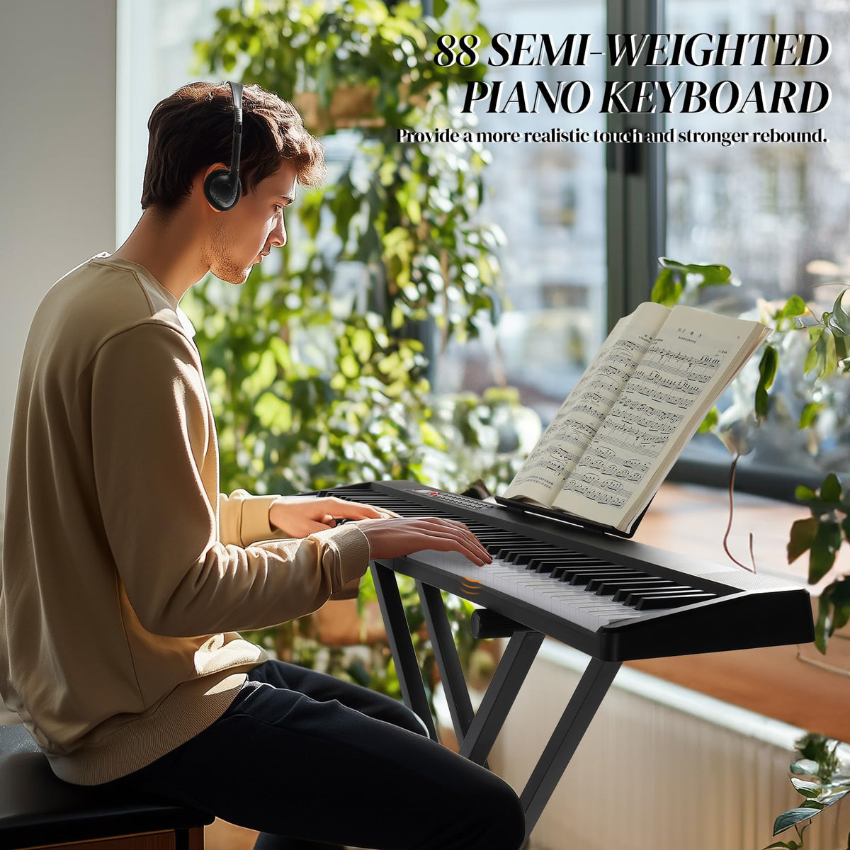 88 Key Foldable Electronic Keyboard Piano with Stand E74523