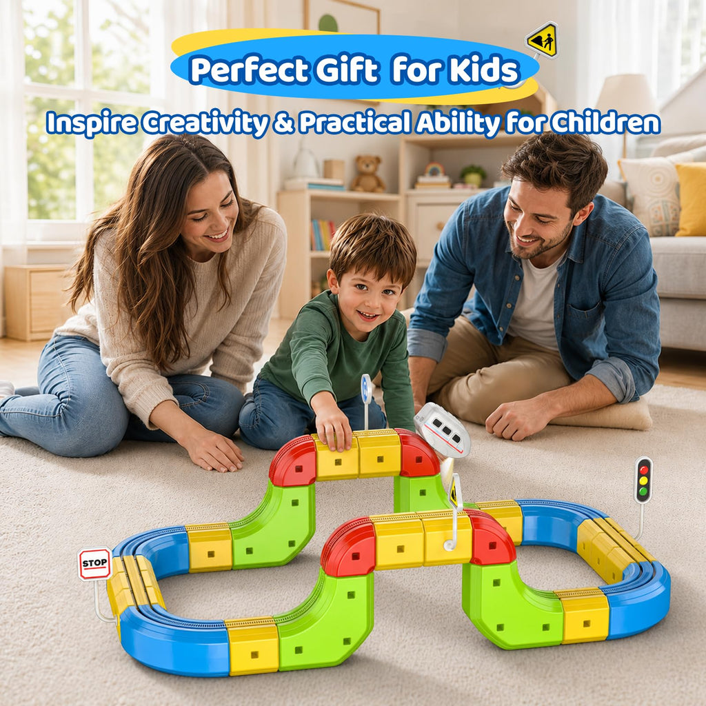 52PCS Electric Train Set 3D Flexible Race Track Toy B1893