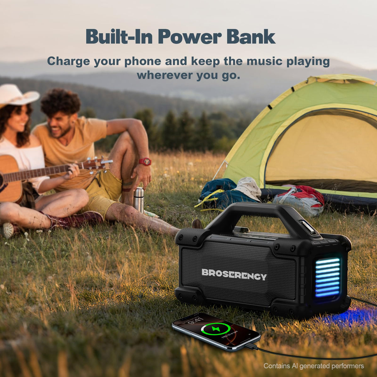 Black Portable Water Resistant Bluetooth Speaker V579588