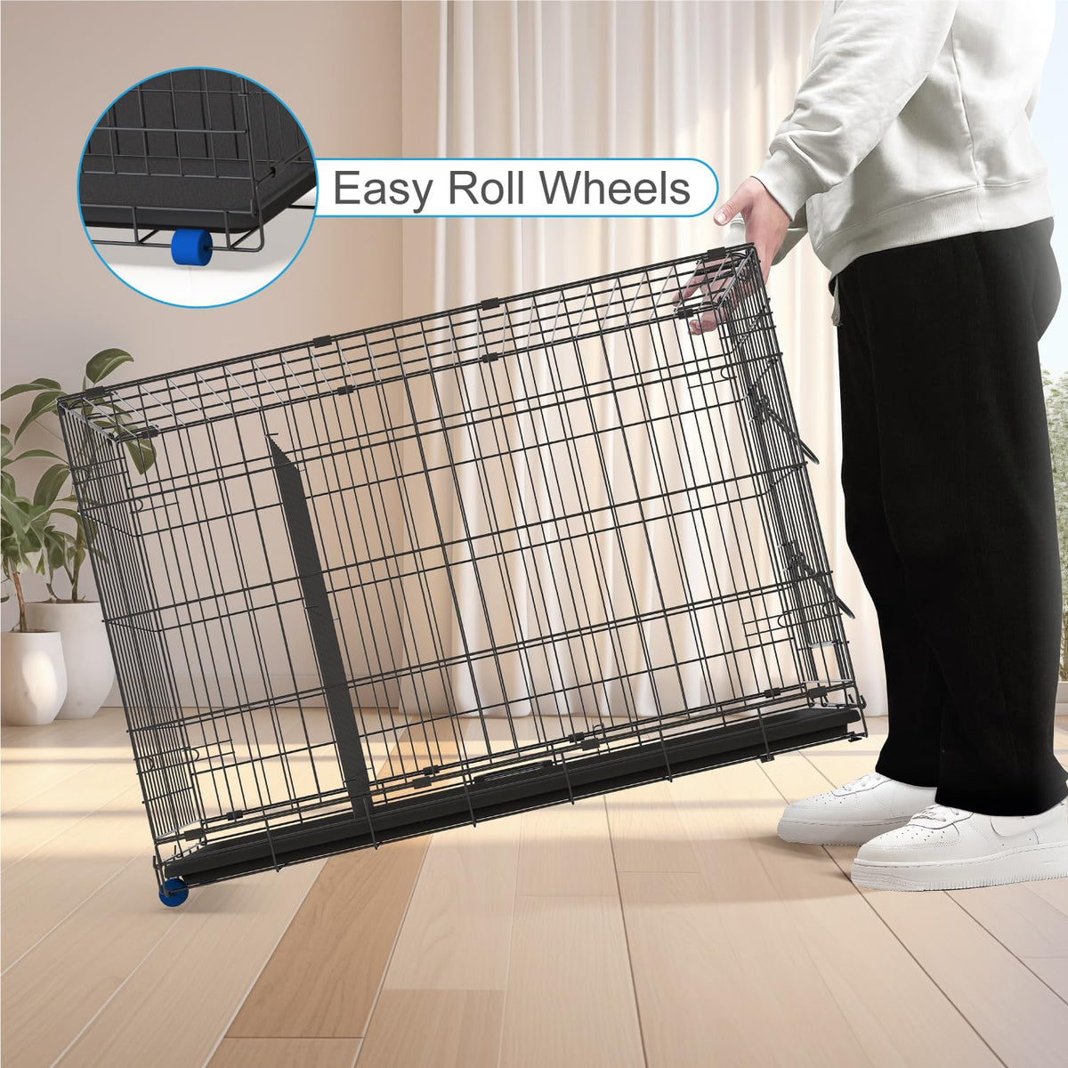36” Large Heavy-Duty Foldable Dog Crate with Divider Panel N3536