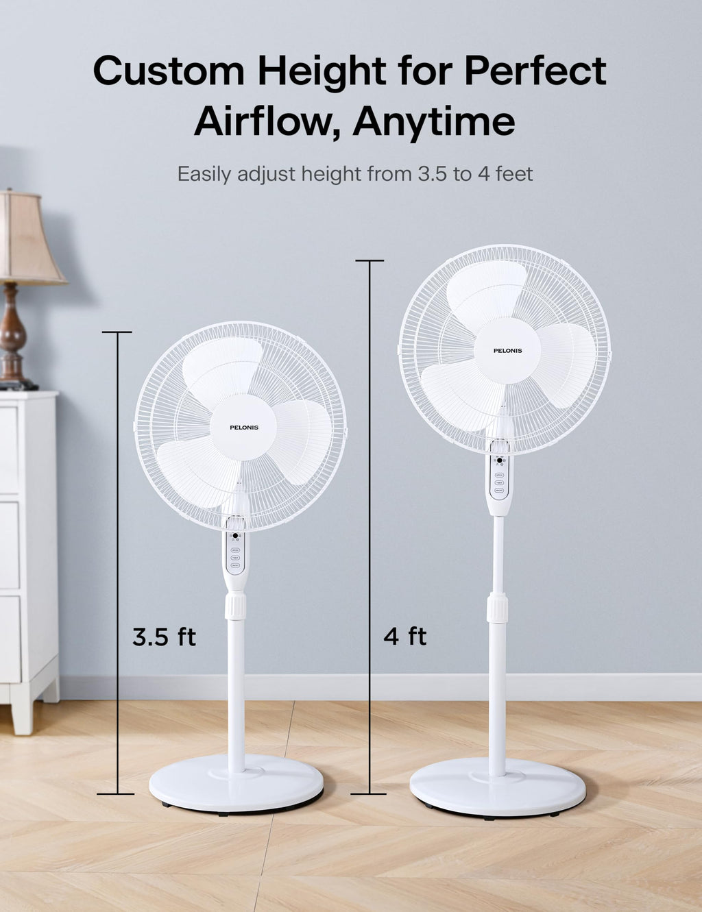 16" Adjustable Oscillating Pedestal Fan with Remote U6170
