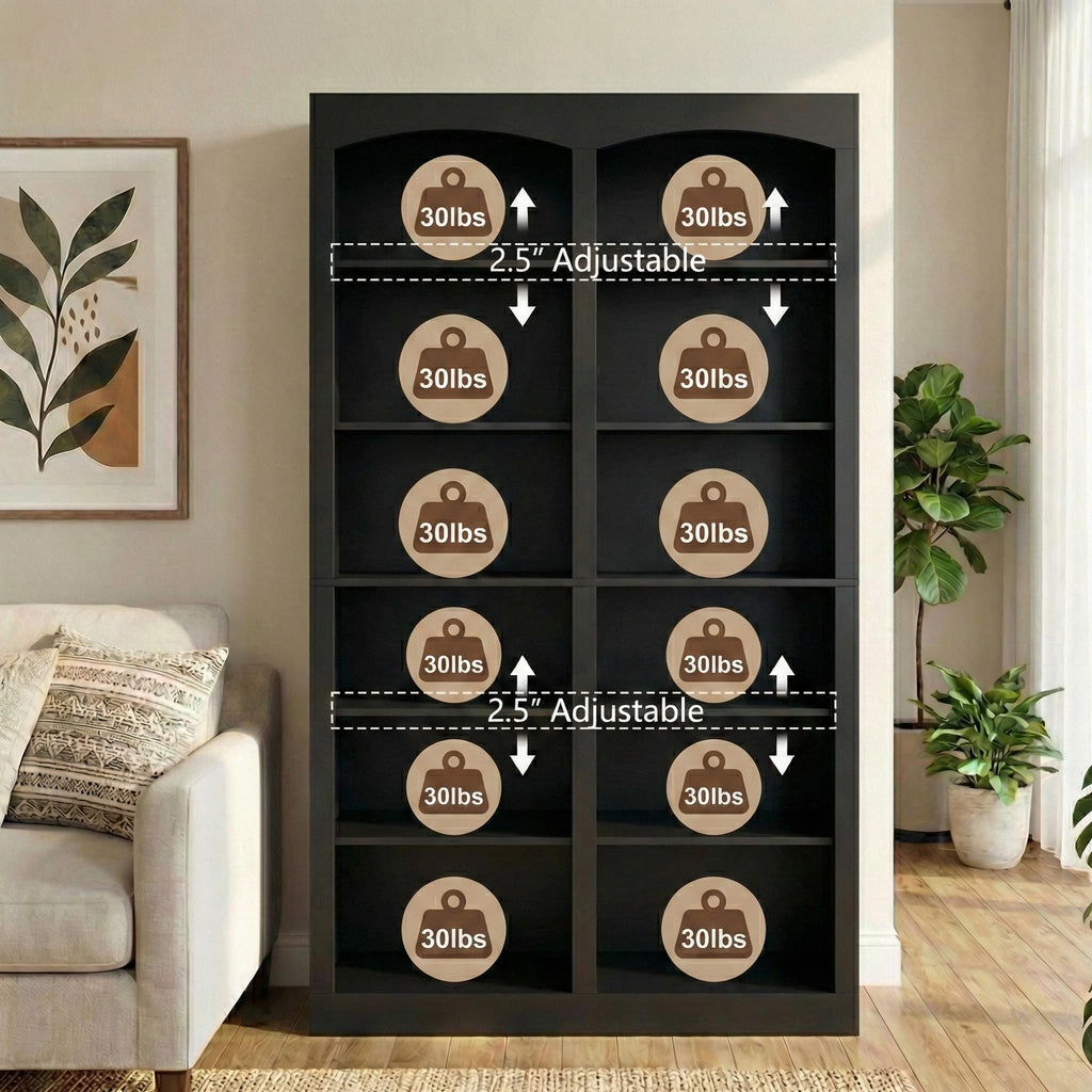 71" Tall Black 12-Tier Wood Bookcase O321