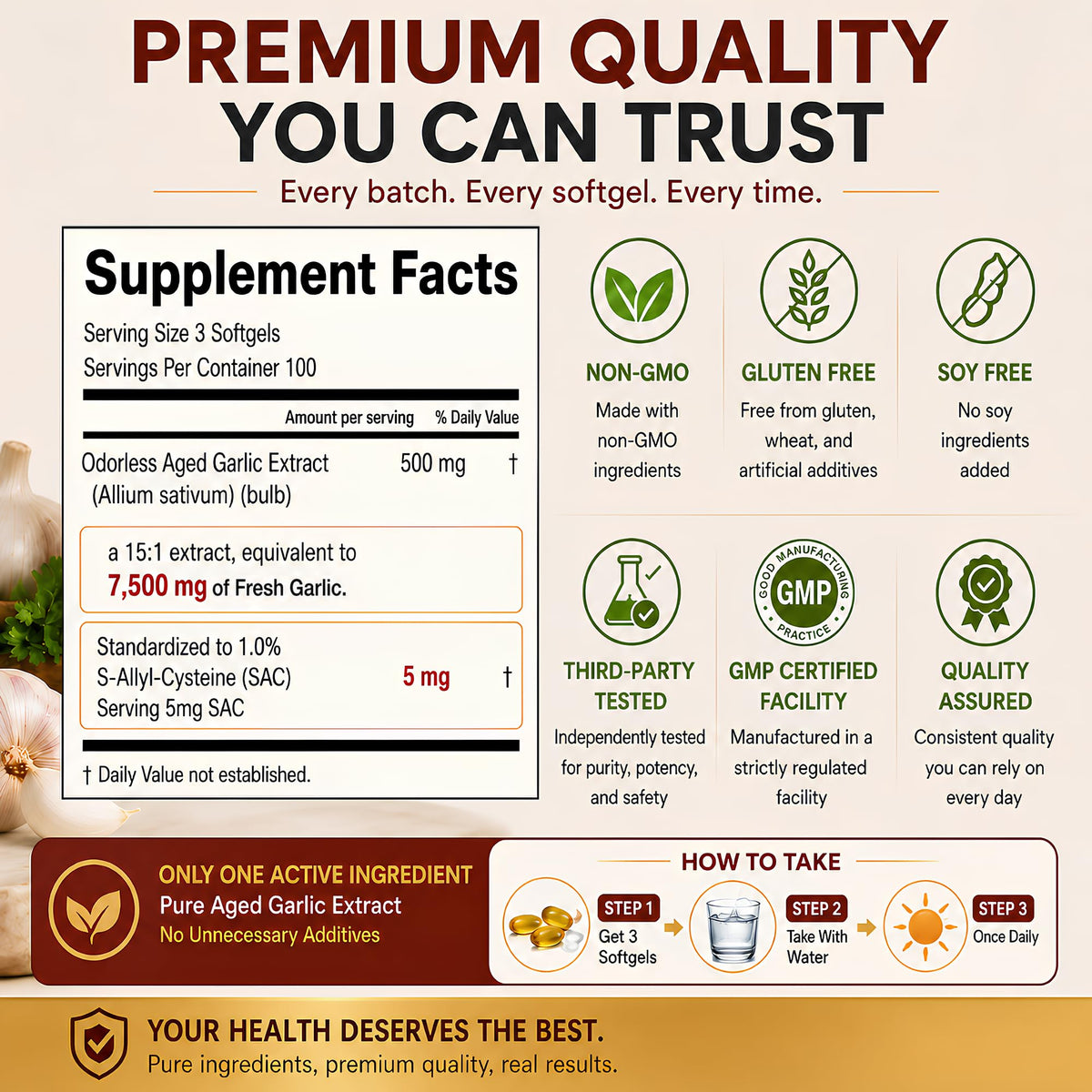 Odorless Aged Garlic Extract 300 Softgels J449281