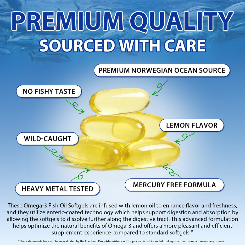 Omega 3 Fish Oil Supplement 240 Softgels Lemon Flavor E3747