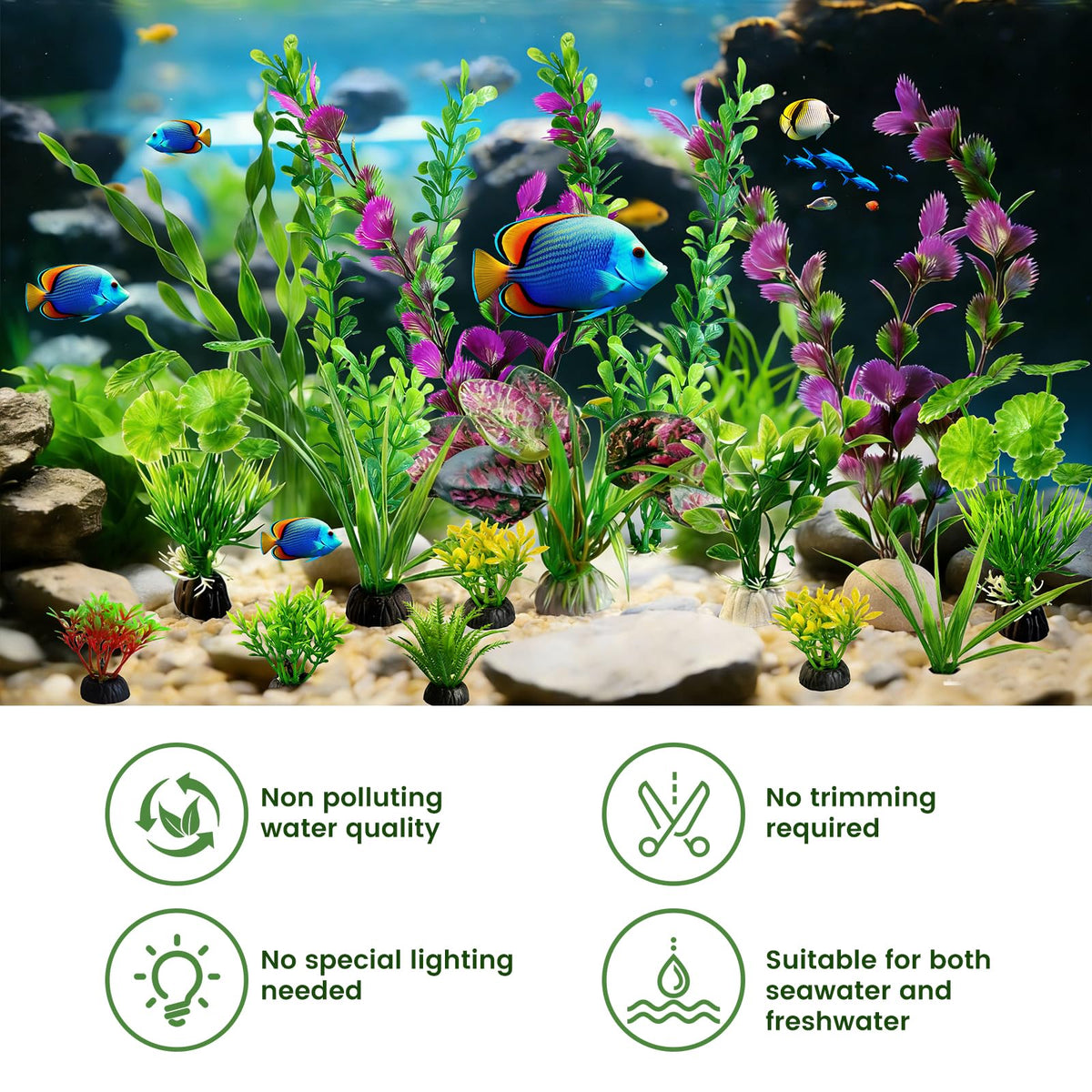 Artificial Aquarium Plants Green Plastic Fish Tank Decorations Y732067