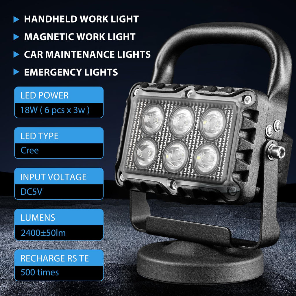 18W LED Work Light 2400 Lumens Aluminum Alloy Magnetic Portable Waterproof B573