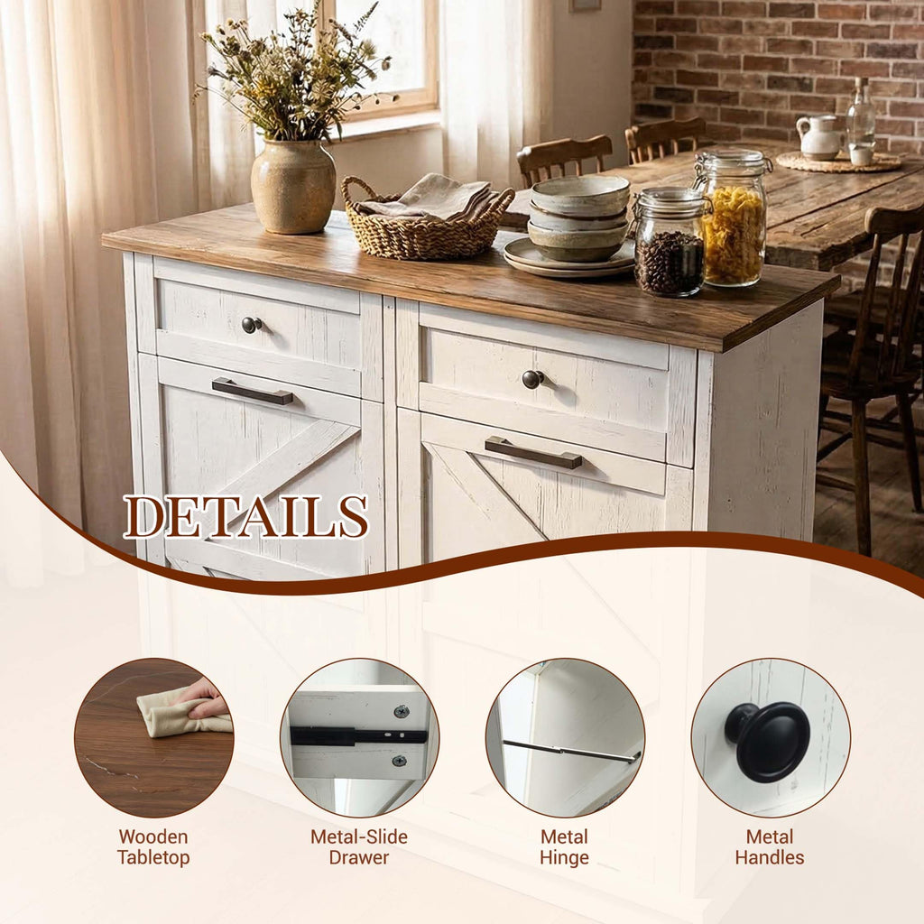 White Double Tilt Out Trash Can Cabinet with 2 Storage Drawers M359402