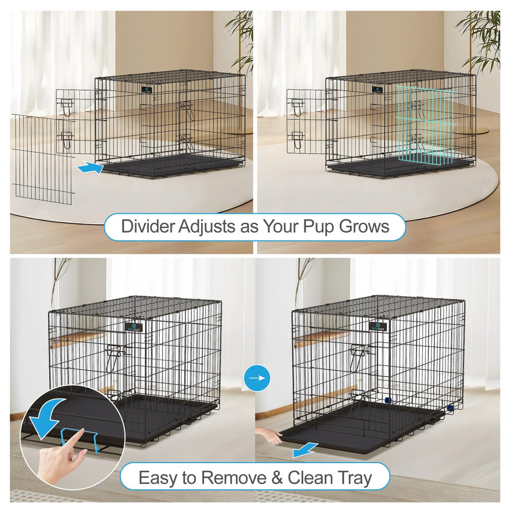 36” Large Heavy-Duty Foldable Dog Crate with Divider Panel N3536