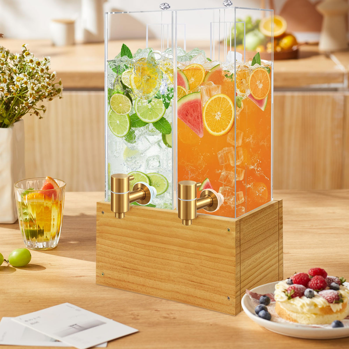2 Pack 2 Gallon Drink Dispenser with Stand and Ice Core F938447