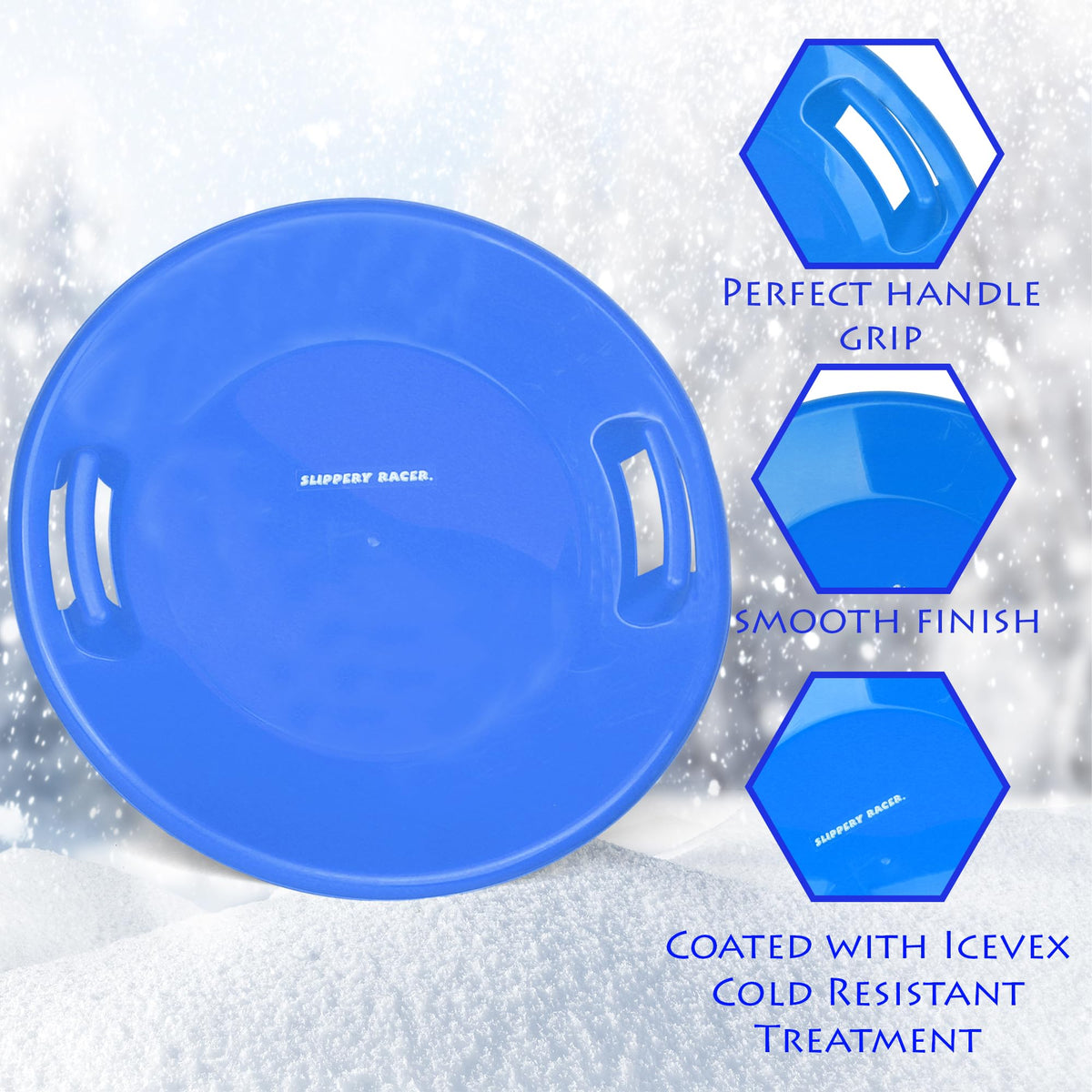 Heavy-Duty Cold Resistant Plastic Snow Sled with Handles A171055