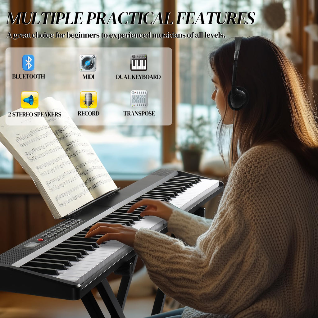 88 Key Foldable Electronic Keyboard Piano with Stand E74523